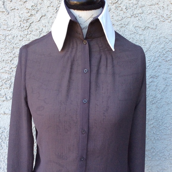 Vintage Macy’s Karl Lagerfeld for Impulse Button Down Shirt Iconic High Neck XS - Picture 3 of 6